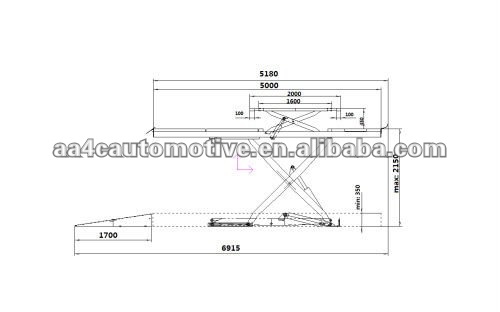 AA4C 3.5T inground Alignment Scissor car Lift AA-ALSL35