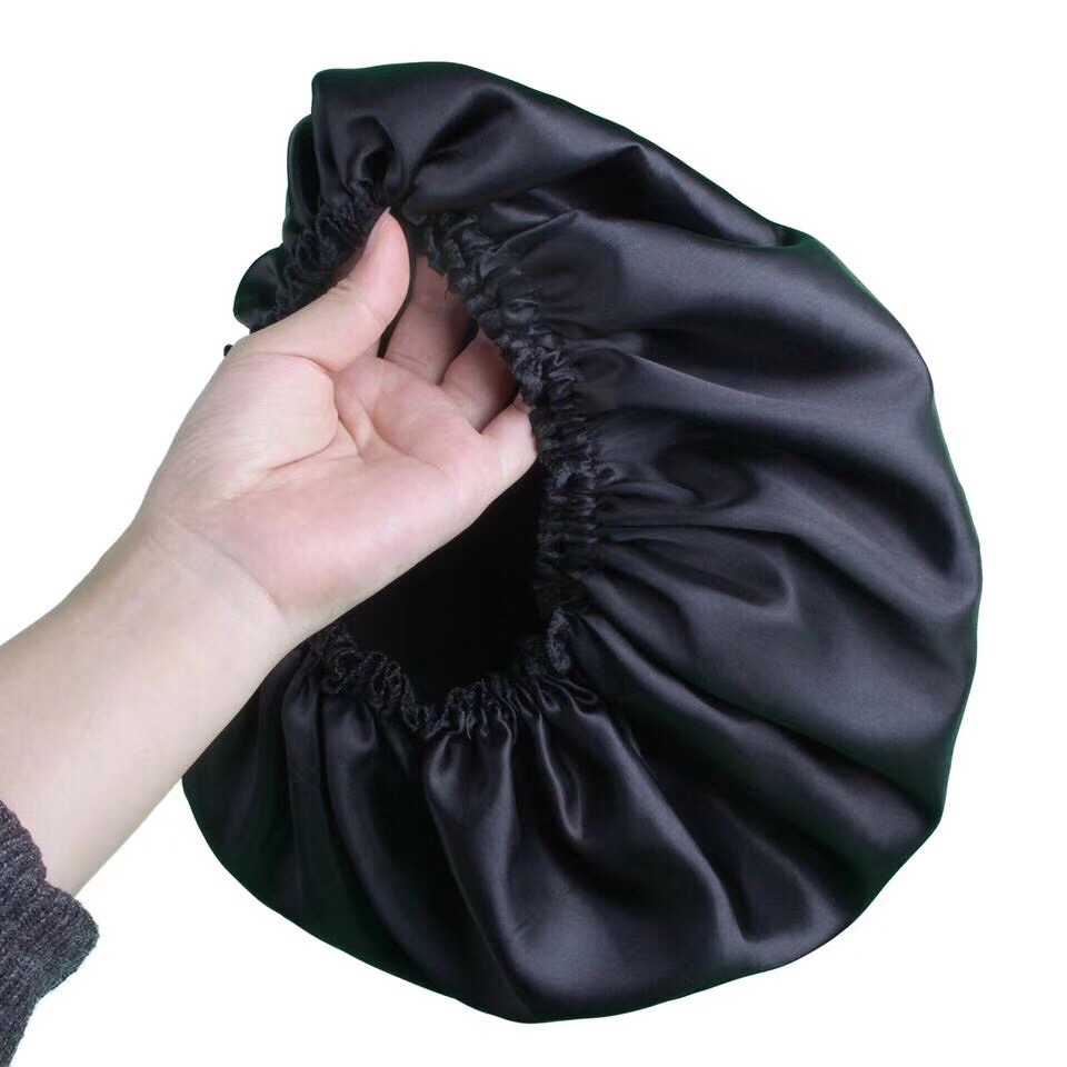 Fashion Custom Silk Satin Caps For Black Hair Extensions, Private Name Stay On Satin Edge Bonnet Womens Hair Wrap for Sleeping