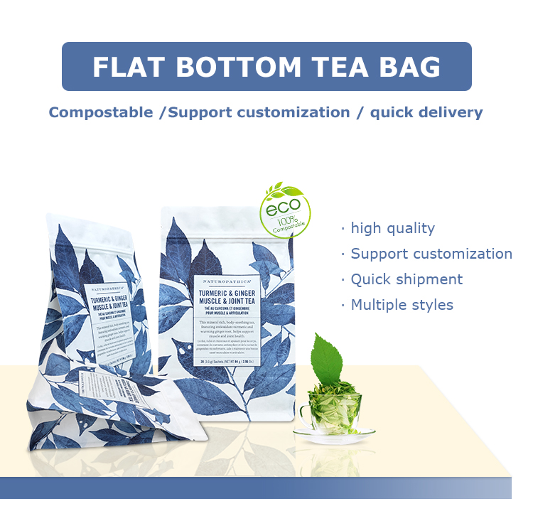 Renewable resource Customized Stand-up Tea Bag With Zipper