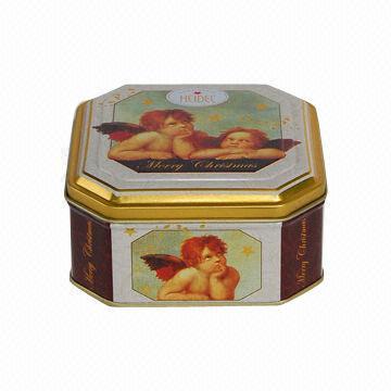 Octangular Gift Tin Box with CMYK Offset Printing, Measures 105 x 105 x 53mm