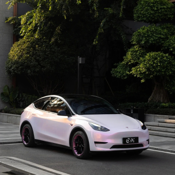 Euromaster Supergloss Metallic Incheon Sunset Pink Vinyl Wraps Transform Tesla's Paint Color