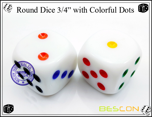 Round Dice 19MM con Colorful Dots-2 Round Dice 19MM with Colorful Dots-2