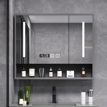High Quality Aluminum Framed LED Mirror Cabinet with Vanity and Jewel Accents