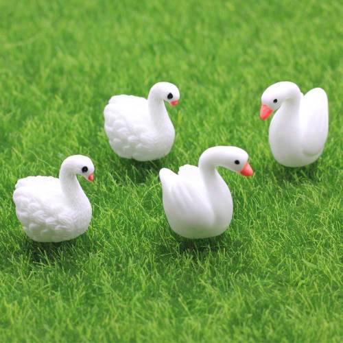 100Pcs / Lot 15 * 23MM Mini Swan Figurine Fairy Garden Ornaments Crafts Goose Model Miniature Animal Home Micro Landscape Στολίδι