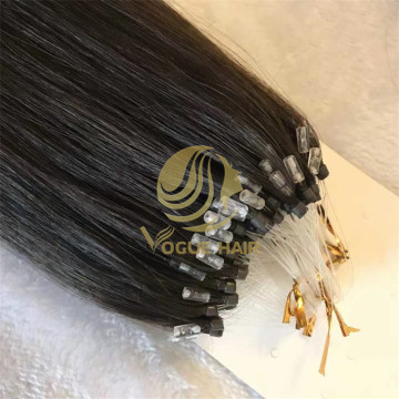 Double drawn black micro ring hair extensions