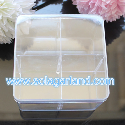 6*9.5CM 4 Grids Clear Square Plastic Box Containers Case