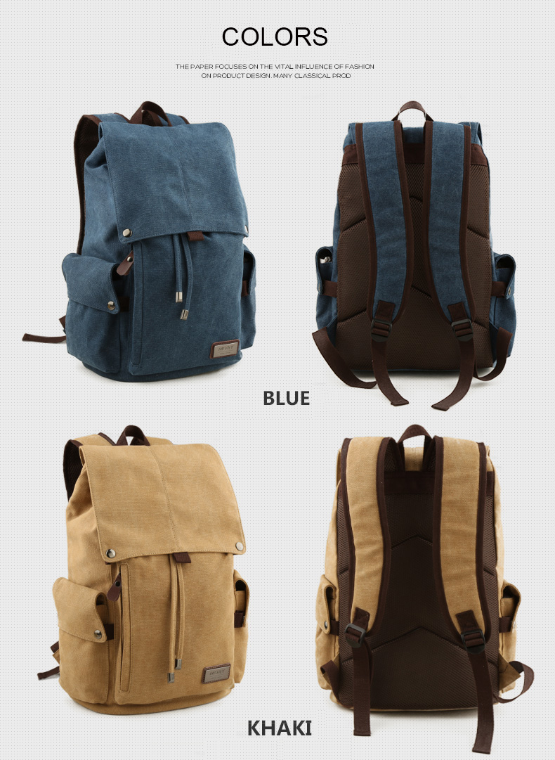 Large leisure outdoor business hiking bags backpacks carry on travel computer vintage canvas backpack