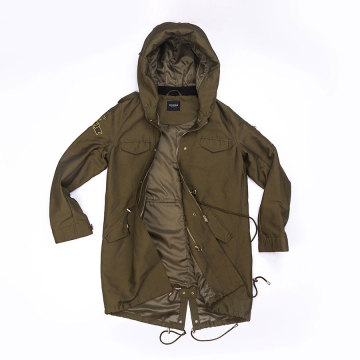 military green Parka with hood