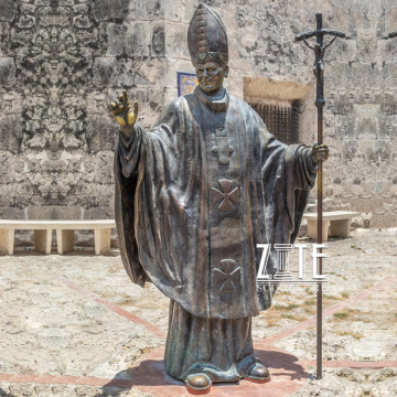 Outdoor Life Sizes Church Bronze Pope Sculpture