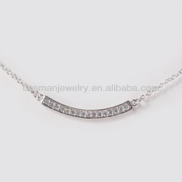 micro pave setting silver pendant necklace