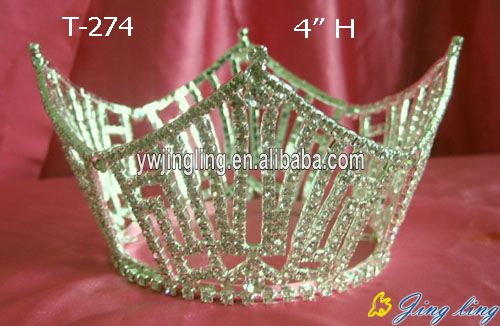 4" Height Rhinestone Full Round Crowns Wholesale