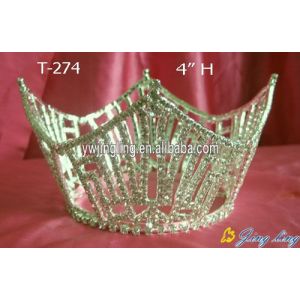 4" Height Rhinestone Full Round Crowns Wholesale