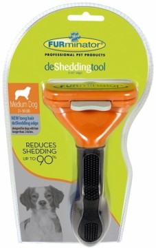 FURminator New Long Hair Deshedding Tool 2.65" Orange for Medium Dogs