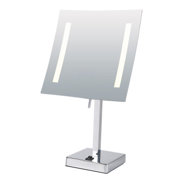 Square frameless lighted table mirror