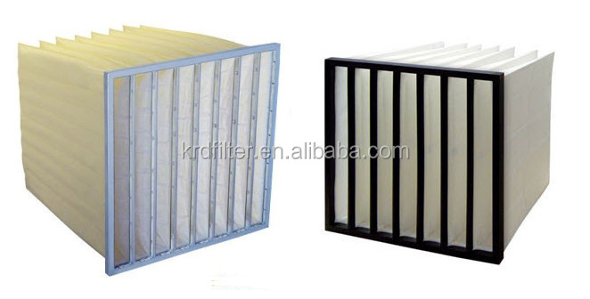 F6 F7 F8 F9 Fiberglass Filter Material V-Bank Air Filter with Galvanized Steel Frame