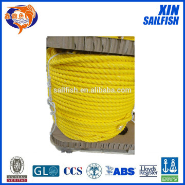 3 strand yellow color rope pp danline rope 32mm pp rope