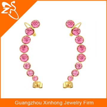 316 L stainless steel ear cuff wholesale, fashion China cheap ear cuff, pink crystals ear cuffs