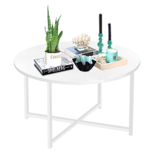 Small Modern White Round Coffee Table for Living Rooms and Small Spaces