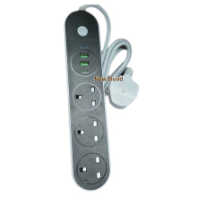 British USB Extension Wall Socket, Black, 13A Power Strip