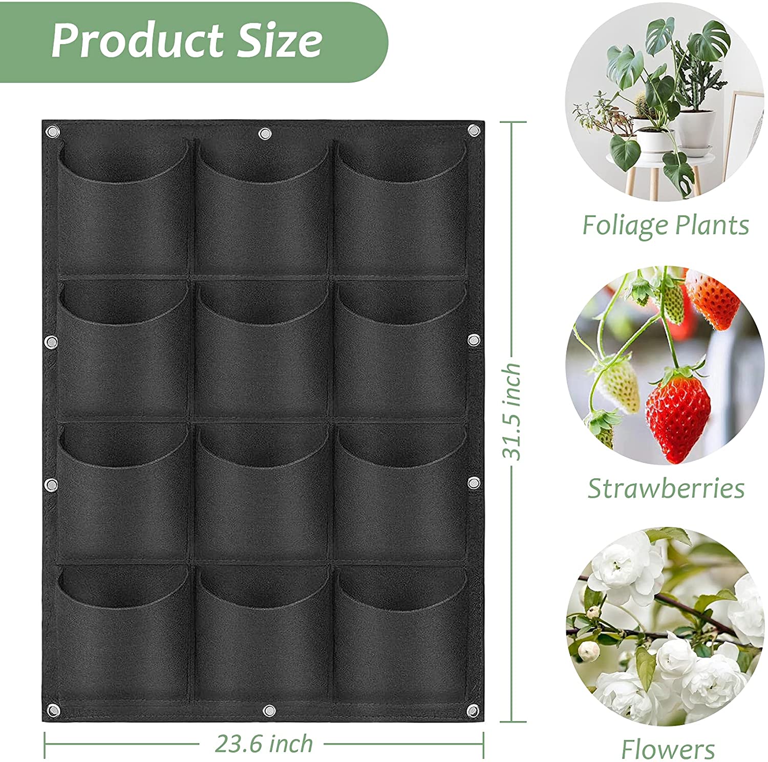 64 Pockets Wall Hanging Planter Planting Bag Vertical Garden Flower Greening Planting Container Wall Mounted Herb Planter