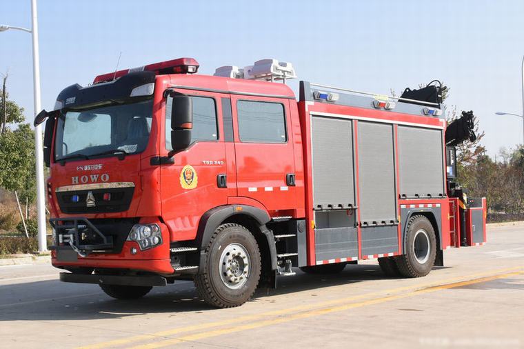 Howo Fire Rescue Truck مع Crane Fire Truck