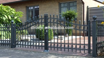 decorative wrough iron double swing entrance gate/ hot galvanized wrought iron gate