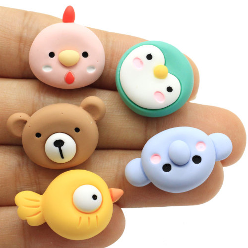 Kaiwaii Animal Head Bird Bear Chick Penguin Resin Cabochon For Home DIY Scrapbooking Craft Decoration