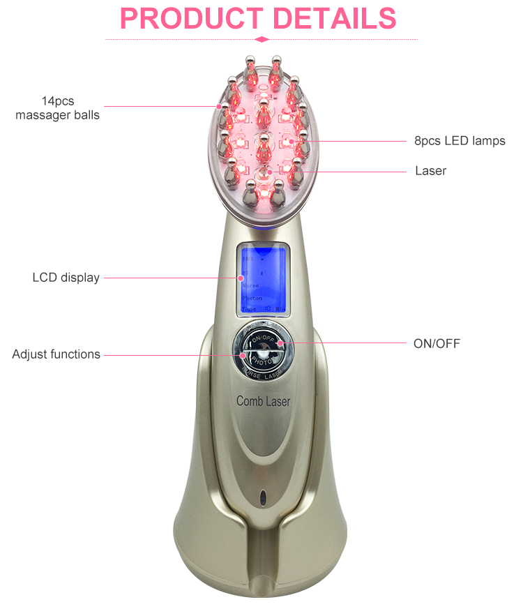 Porta elettrica portatile Pennate Crescita della crescita dei capelli laser Pettina