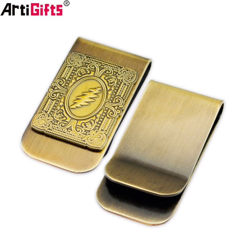 Bulk metal custom golf Hinged steel spring money clip