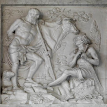 White Marble Decorative 3d Stone Men Relief Wall Art Sculpture