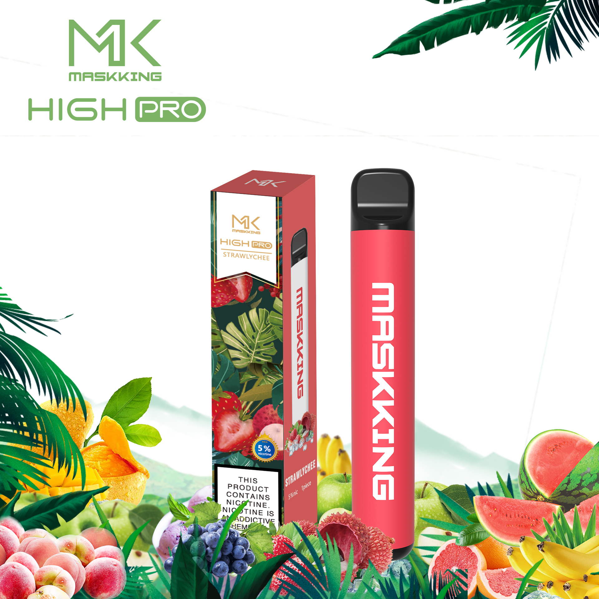 Maskking Pro Jednorazowy zestaw Vape 1000 zaciągnięć 650 mAh