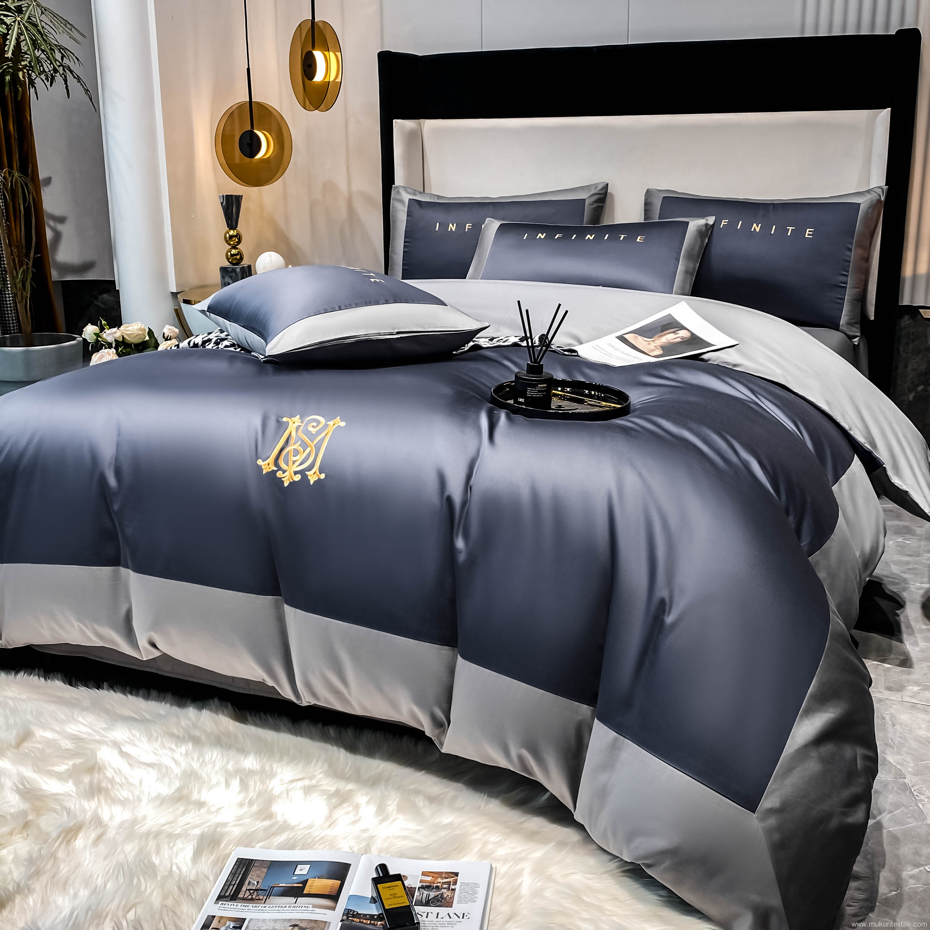 100% egyptian cotton embroidery bed sheets bedding set