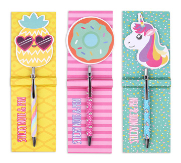 Licheng LW7706 Funny Unicorn Printed Pen with Sticky Note