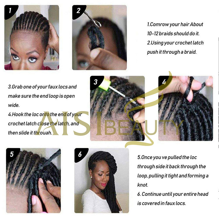 Aisi Beauty Hotselling Popular Goddess Faux Locs Braids Hair Extensions Synthetic Faux Crochet Braids Hairpieces For Black Women