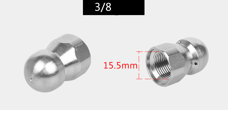 Hoge druk wasmachine roestvrij staal G1/4 G3/8 en Accessory BSP 1/4 G3/8 Inlet 3 Nozzle Slangen METAL NOUZZLE Roterend rioolmondstuk