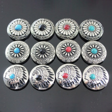 Custom Antique Metal Flower Turquoise Concho for Leather: A Classic Design