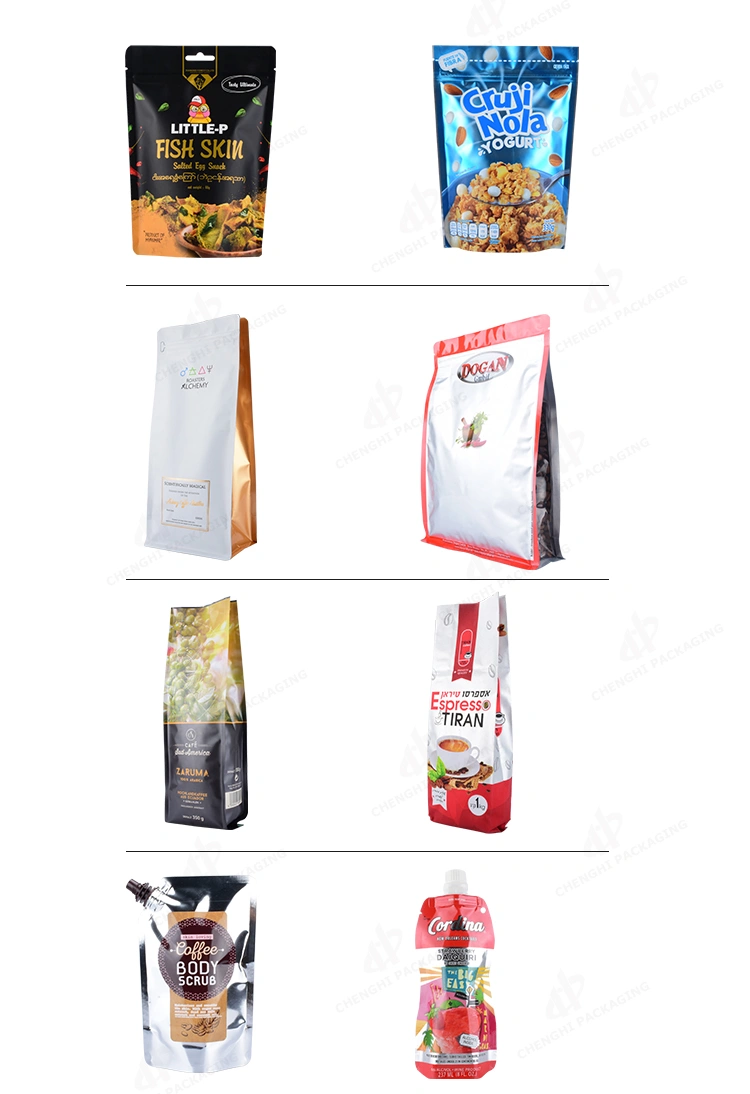Factory Custom Design Print Stand up Bag with Ziplock Coffee Fruit Food Packaging Plastic Bag