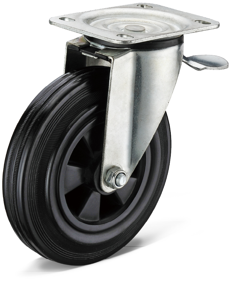 Silent heavy duty rubber castors