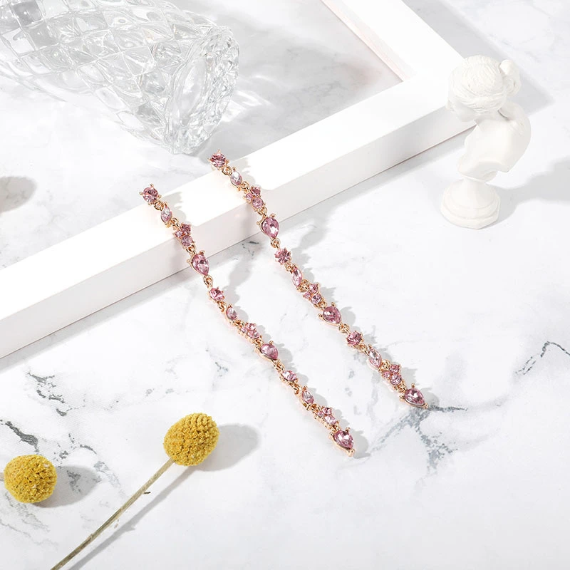 Long Hanging Colorful Crystal Earrings for Elegant Girls