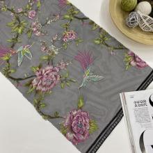 Unique Settled Printed Birds Embroidery On Mesh Fabric