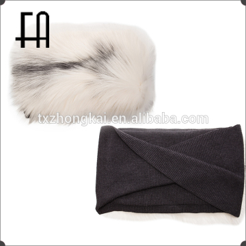 Factory direct wholesale wool rib knit natual fox fur stole /real fur stole