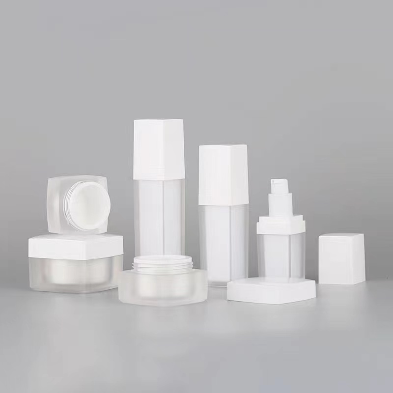 Cosmetic Jar White Cap Matte Square