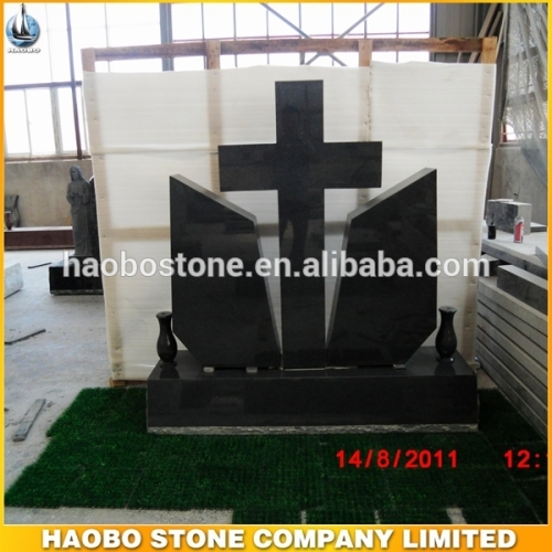 Haobo American Style Black Cross Granite Headstone
