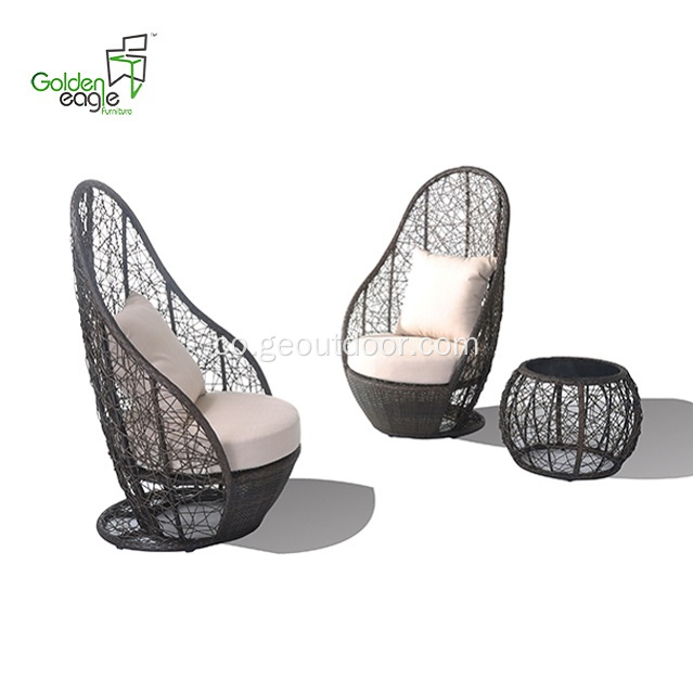 3pcs divano moderno in alluminio in rattan PE