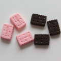Wholesale Cute Chunky Cookie Biscuit Square Shape Pink Brown Kawaii Cheap Loose Resin Beads for Decorations