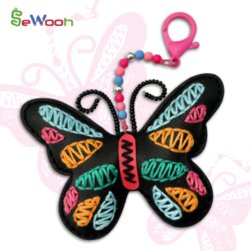 Kids DIY Art Craft PU Leather Artificial Leather Keychain