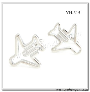YH-315 Fashion Novelty Hollow Out Silver Plane Cufflinks