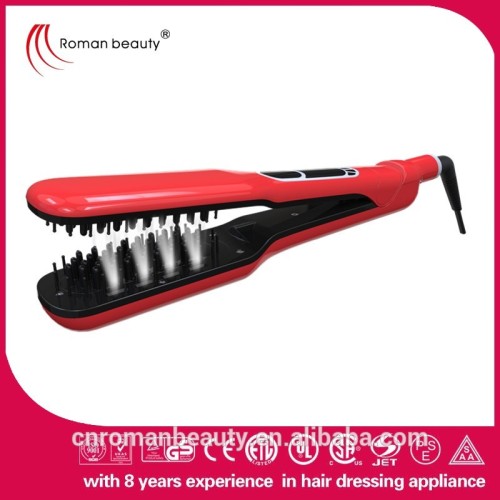 Roman beauty hair flat iron straightener brush with steam jet