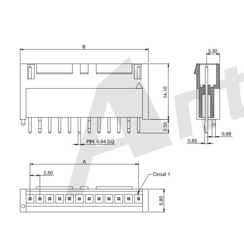 2,50mm Pitch 180 Wafer-High Type Connector Série de conectores