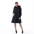 Black fur cashmere winter coat